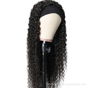 Headband Wig Human Hair jerry curly Brazilian hair Wig Headband 180% Density Human Hair Wig curly
